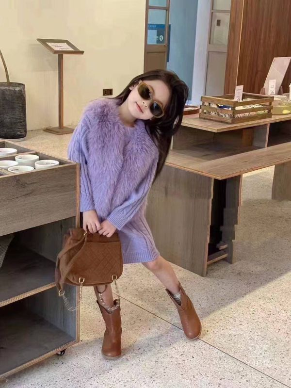 <<100-120>>冬日小香風紫色毛毛套裝 