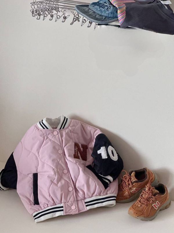 <<80-120>>粉嫩學院風棒球外套 棒球風外套,秋冬童裝外套,學院風童裝