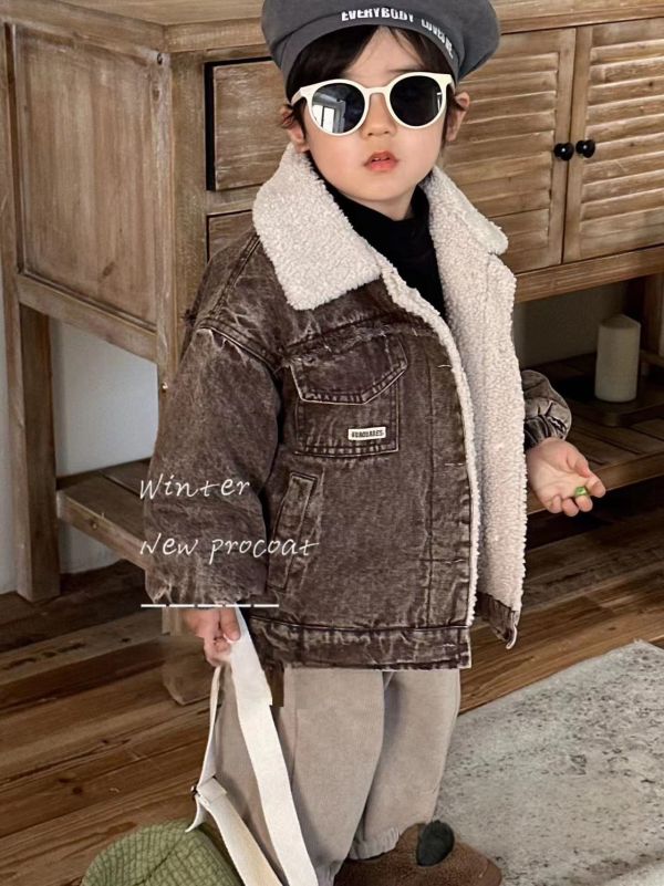 <<80-120>>懷舊潮感羊羔絨牛仔外套 