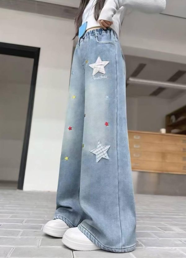 <<130-150>>星夢寬腿銀河牛仔褲 