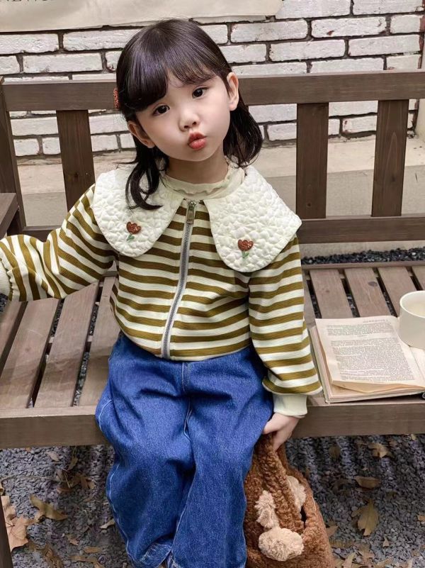 <<90-130>>冬日條紋童話加薄絨外套(2色) 