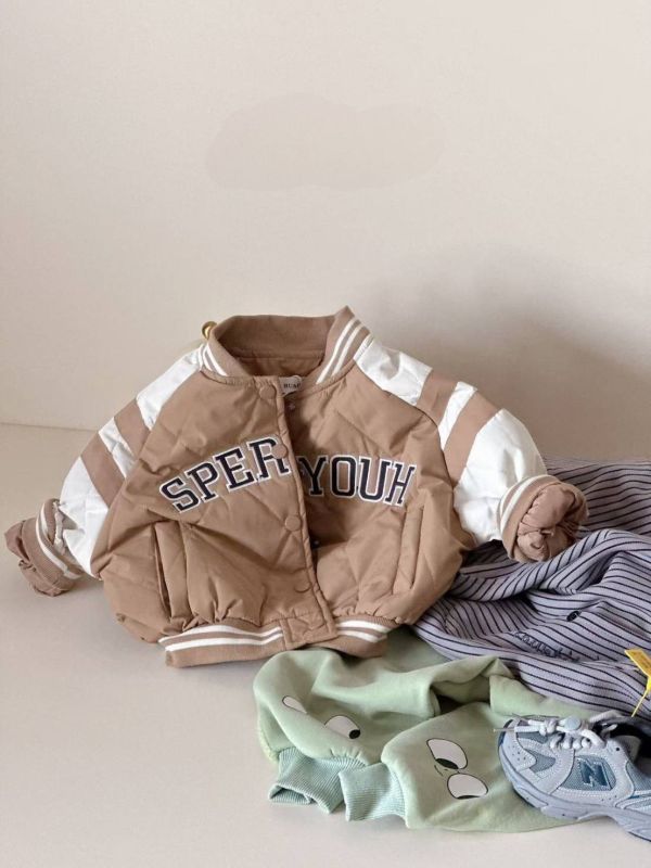 <<80-120>>簡約復古男童棒球外套 棒球風外套,秋冬童裝外套,學院風童裝