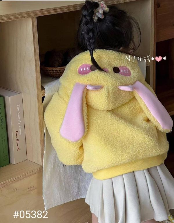 <<90-130>>暖冬萌兔毛絨連帽外套 女童毛絨外套,可愛毛毛衣