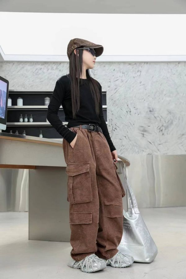 潮酷寬鬆街頭工裝褲(2色) 