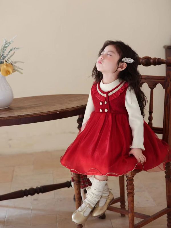 <<90-130>>華麗雙排扣公主加絨套裝 