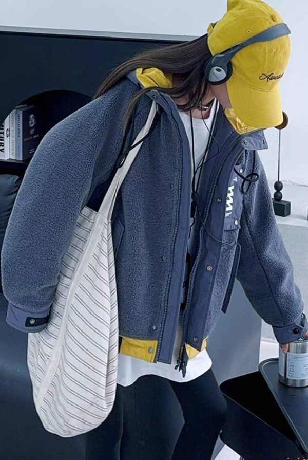 <<130-170>>暖冬潮感羊羔絨夾棉外套 