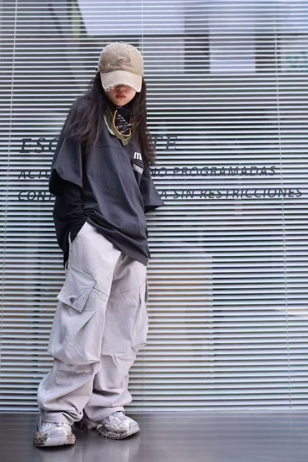 大口袋工裝休閒褲 