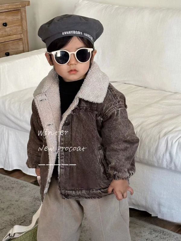 <<80-120>>懷舊潮感羊羔絨牛仔外套 