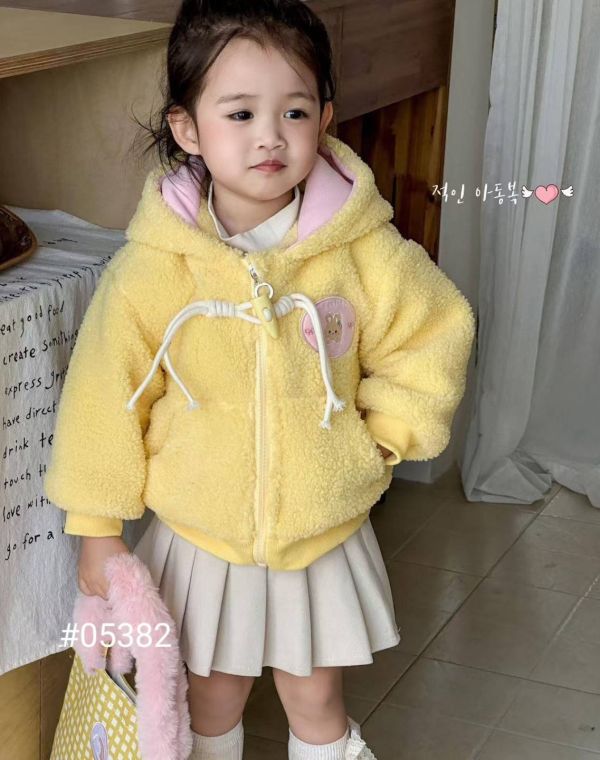 <<90-130>>暖冬萌兔毛絨連帽外套 女童毛絨外套,可愛毛毛衣