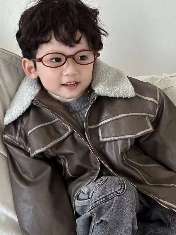 <<80-120>>小飛行員復古皮衣外套(2色) 