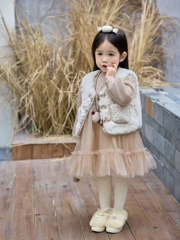 <<90-130>>田園小鹿奶茶紗裙套裝 