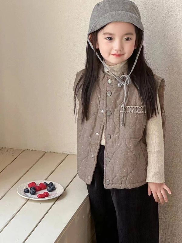 <<90-130>>韓版甜美波點公主背心-咖啡 