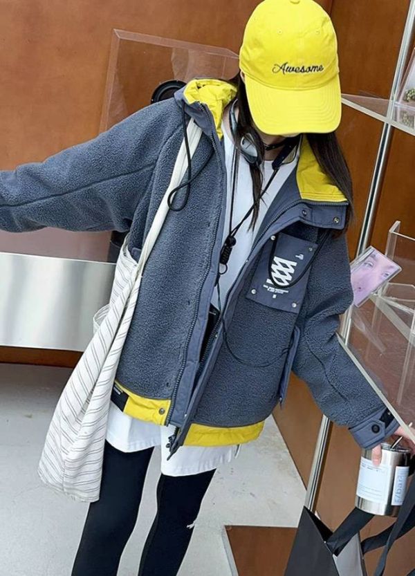 <<130-170>>暖冬潮感羊羔絨夾棉外套 