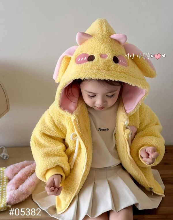 <<90-130>>暖冬萌兔毛絨連帽外套 女童毛絨外套,可愛毛毛衣