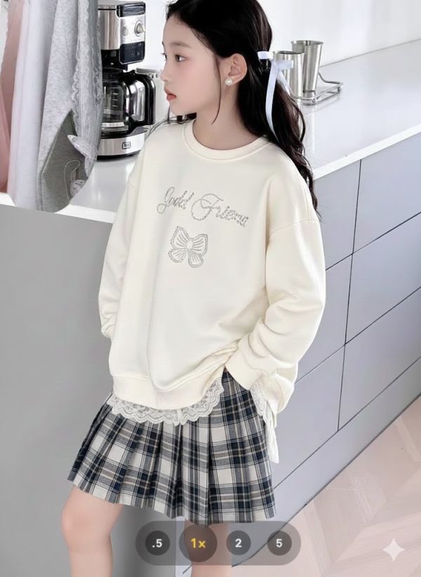 <<130-170>>浪漫蝴蝶結大學T上衣 