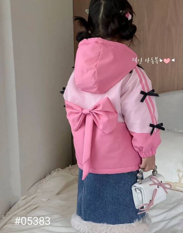 <<90-130>>韓版甜美蝴蝶結鋪棉外套 