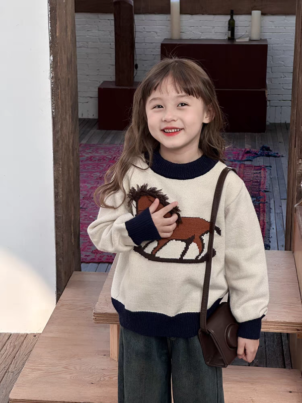 可愛小小木馬加絨上衣(2色) 