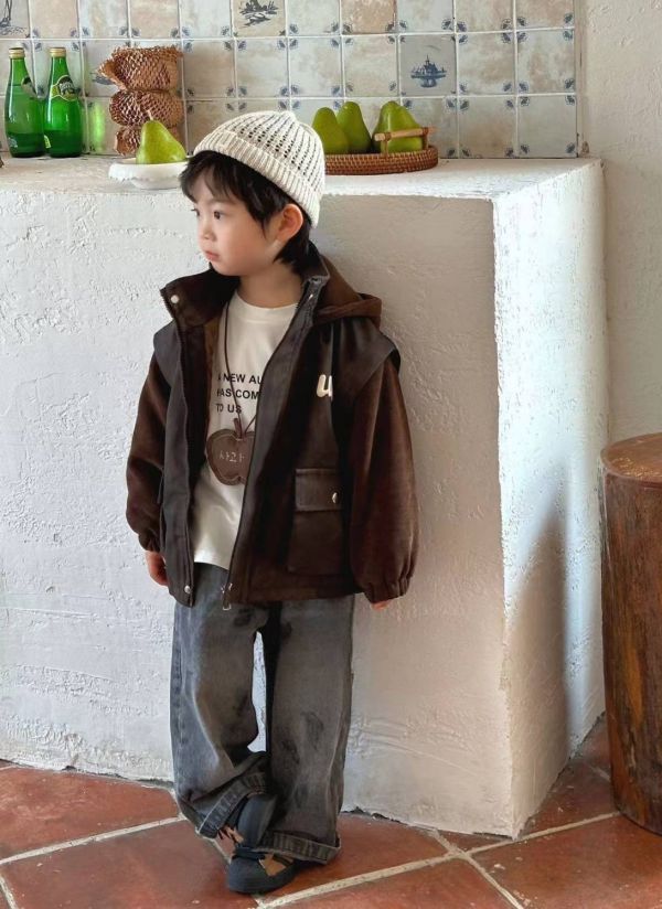 <<90-130>>小紳士復古風夾棉皮外套 男童休閒裝,復古童裝,皮外套