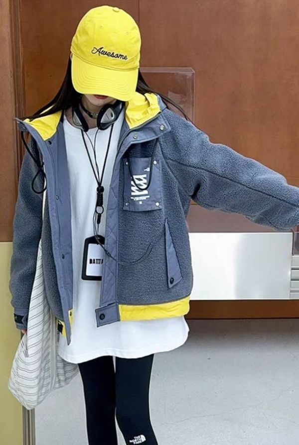 <<130-170>>暖冬潮感羊羔絨夾棉外套 