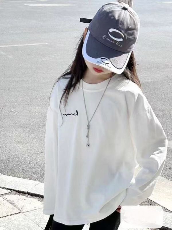 <<120-160>>純色百搭寬鬆長袖T恤 