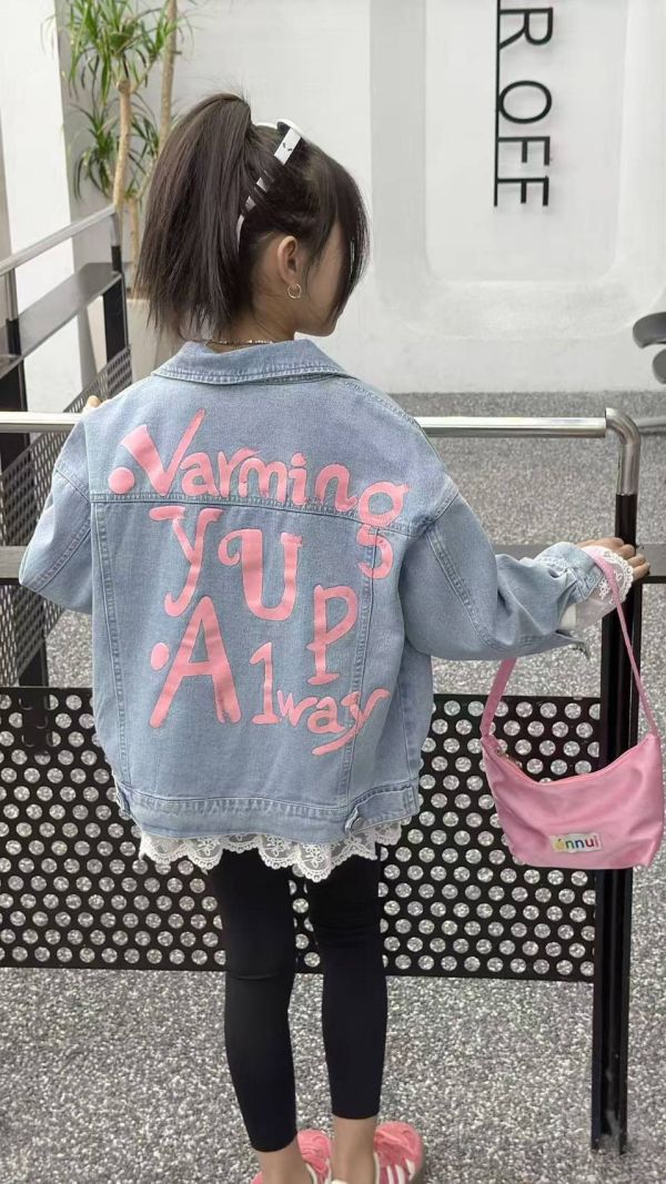 <<110-150>>甜心美式塗鴉牛仔外套 