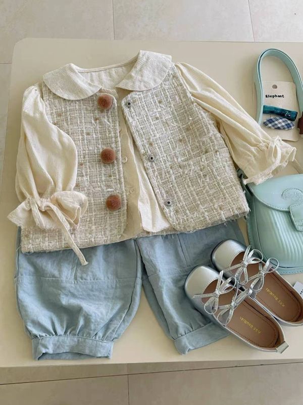 柔美甜心小天使背心 優雅小香風背心,小公主禮服背心,秋冬兒童穿搭,高端童裝背心,法式氣質童裝