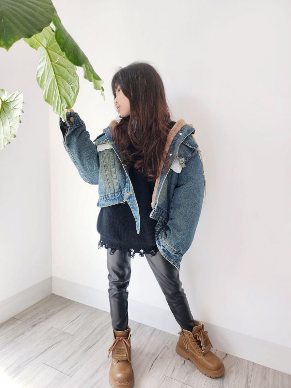 <<130-170>>中性個性風兔毛連帽外套 