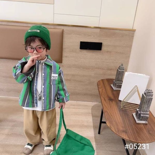 <<90-130>>潮童條紋森林夾棉外套 