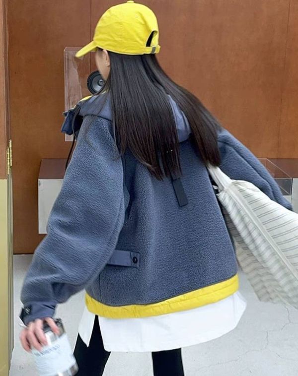 <<130-170>>暖冬潮感羊羔絨夾棉外套 