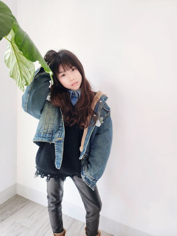 <<130-170>>中性個性風兔毛連帽外套 