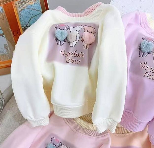 <<90-130>>可愛多彩熊加絨上衣(2色) 