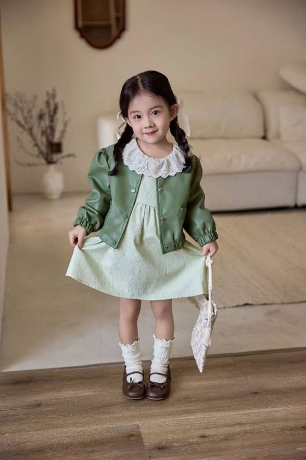<<90-130>>綠意田園氣質公主裙套裝 