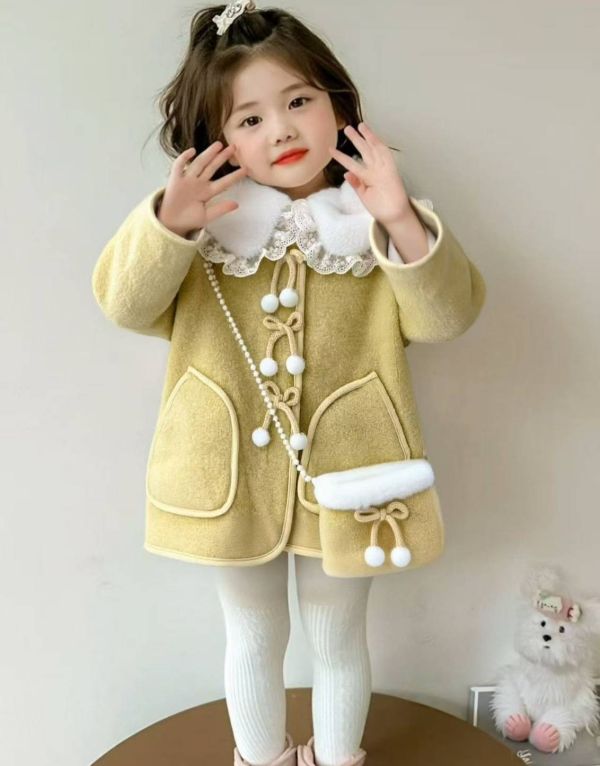 <<100-140>>冬日奶油泡芙毛呢外套(含包包) 