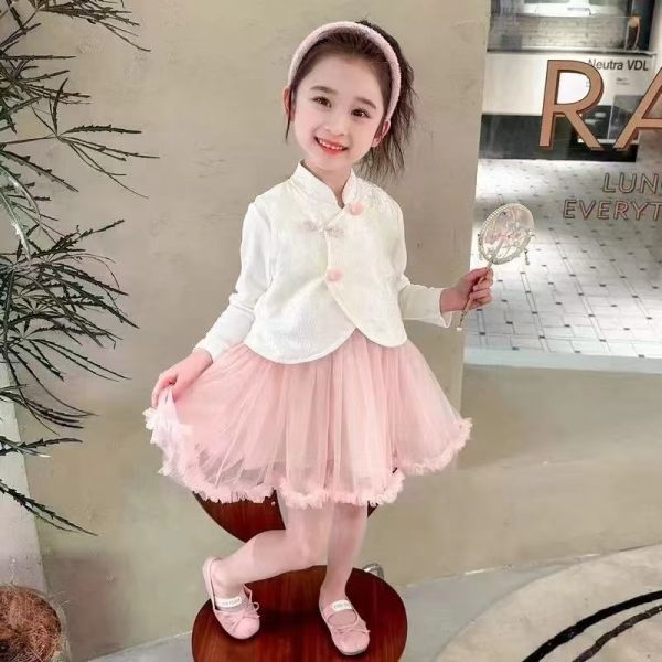 <<90-130>>甜美公主風中式拼接套裝 