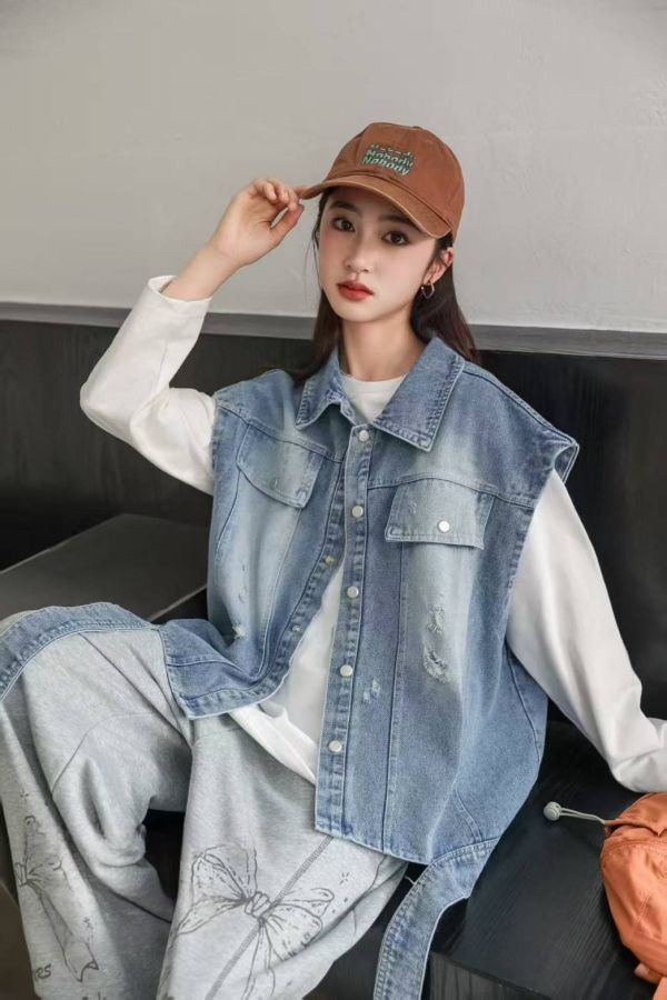 <<130-170>>復古水洗潮流背心 