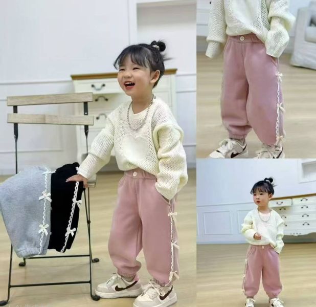 <<85-105>>糖粉奶霜寬鬆暖暖加絨褲 