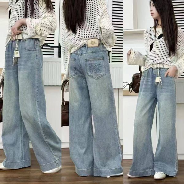<<140-160>>鬆復古法式蝴蝶牛仔褲 