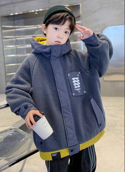 <<130-170>>暖冬潮感羊羔絨夾棉外套 