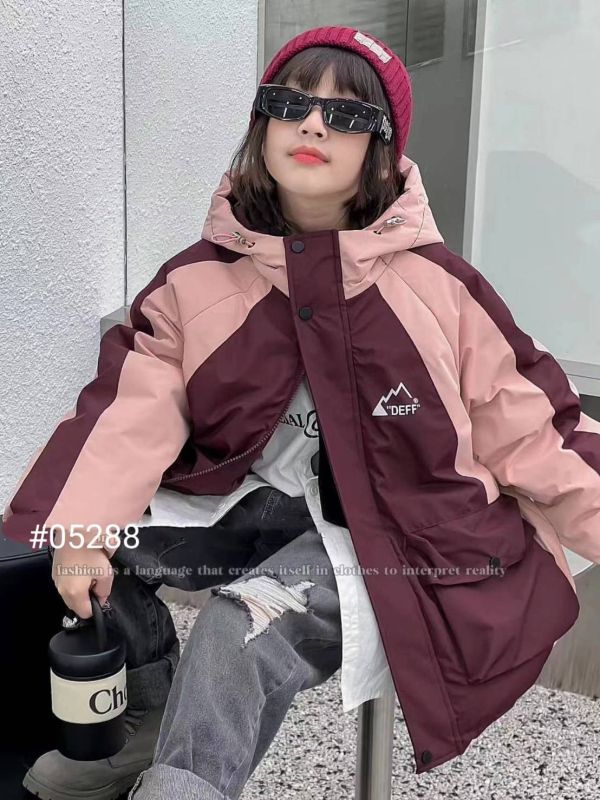 <<120-160>>小冒險家冷鋒羽絨外套-紅粉色 