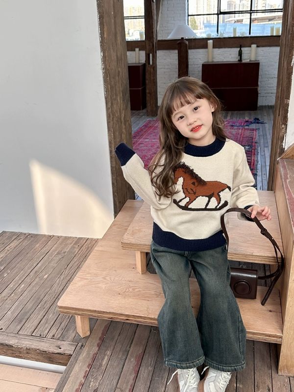 可愛小小木馬加絨上衣(2色) 