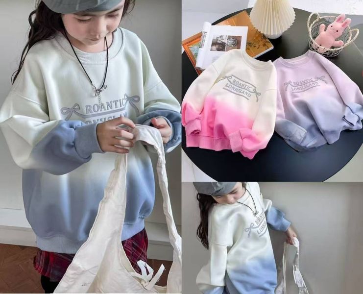 <<130-170>>浪漫蝴蝶結漸變少女上衣 