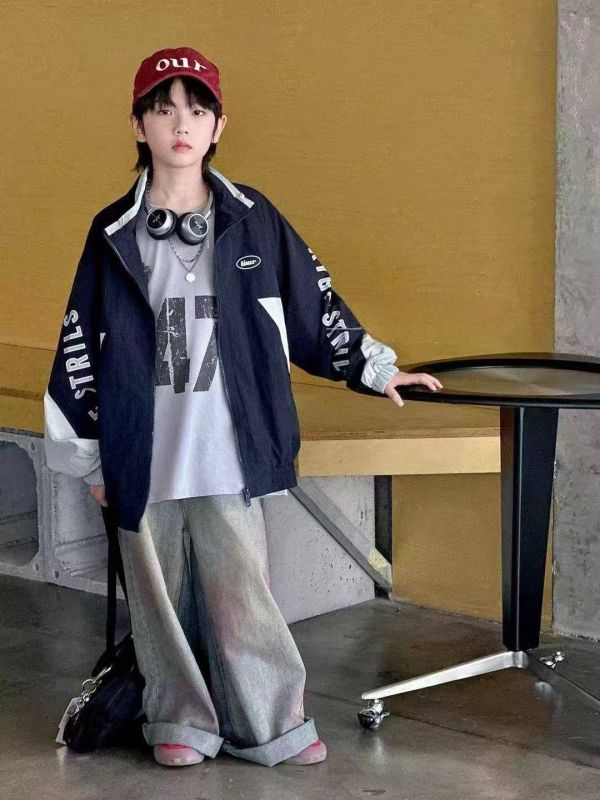 <<110-150>>復古美式拼色外套 