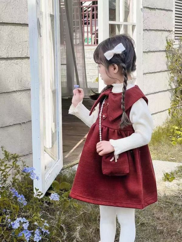 <<90-130>>甜美大蝴蝶結加絨套裝 