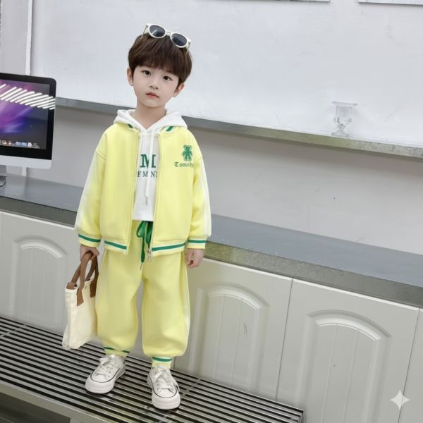 <<80-120>>小暖陽活力連帽三件式套裝(2色) 