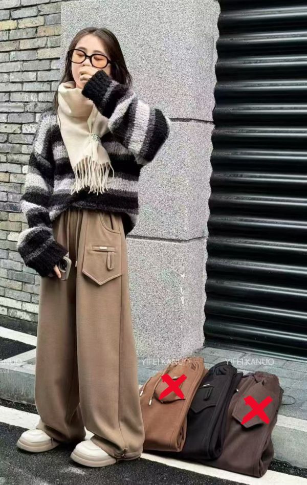 <<145-165>>慵懶風格加絨直筒休閒褲(2色) 