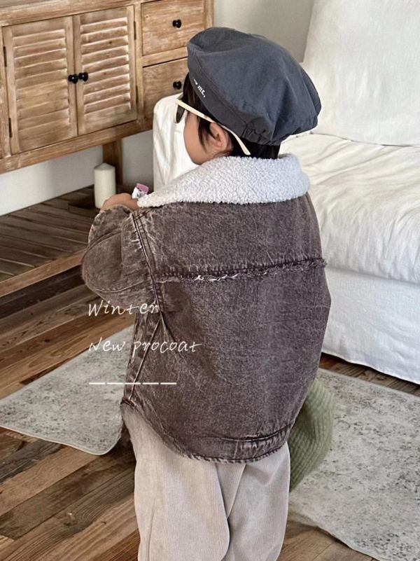 <<80-120>>懷舊潮感羊羔絨牛仔外套 