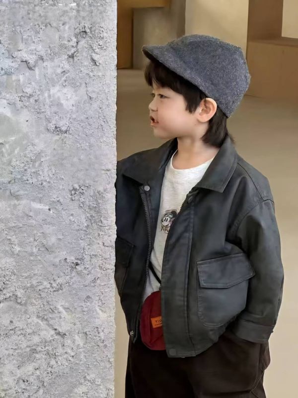 <<90-130>>森系簡約生活皮外套(2色) 