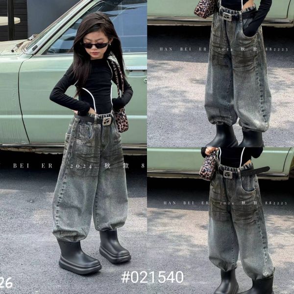 <<120-140>>時尚復古灰染牛仔褲 