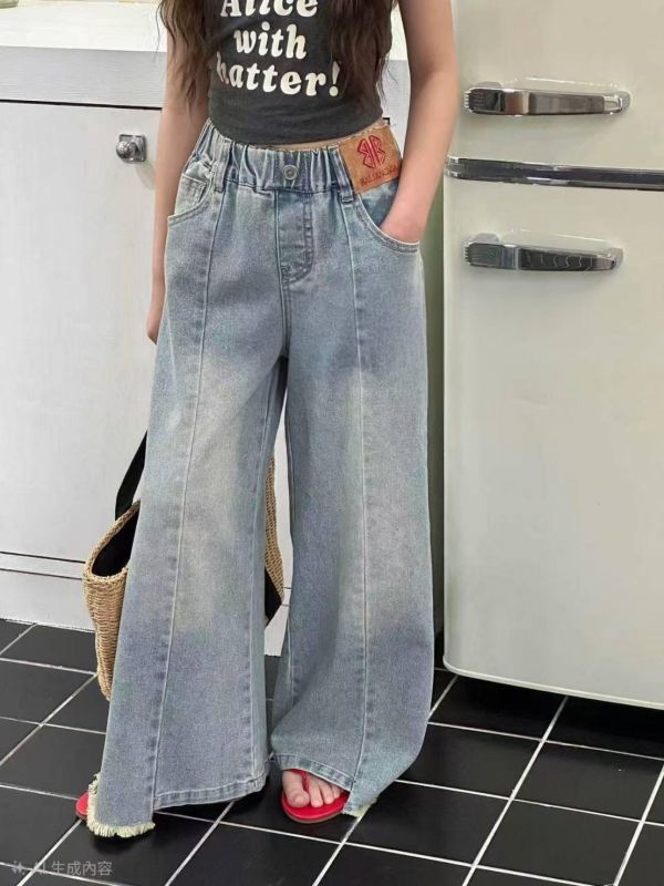 <<115-155>>灰藍褲腿大喇叭牛仔褲 