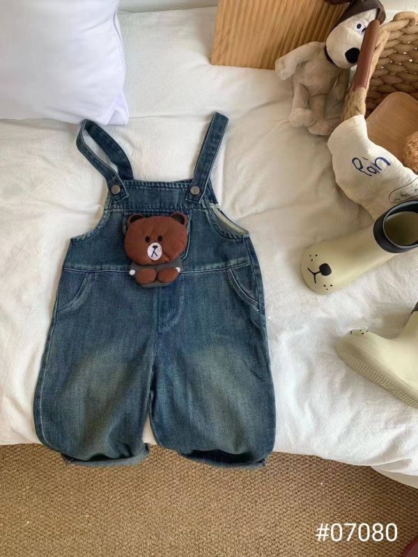 <<90-130>>森系小熊牛仔吊帶褲 